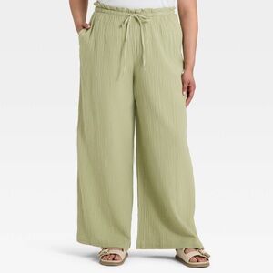 High-Rise Wide Leg Pull-On Pants - Universal Thread™ Olive Green XXL